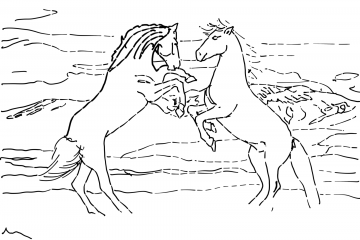 Stijgerende paarden tekening